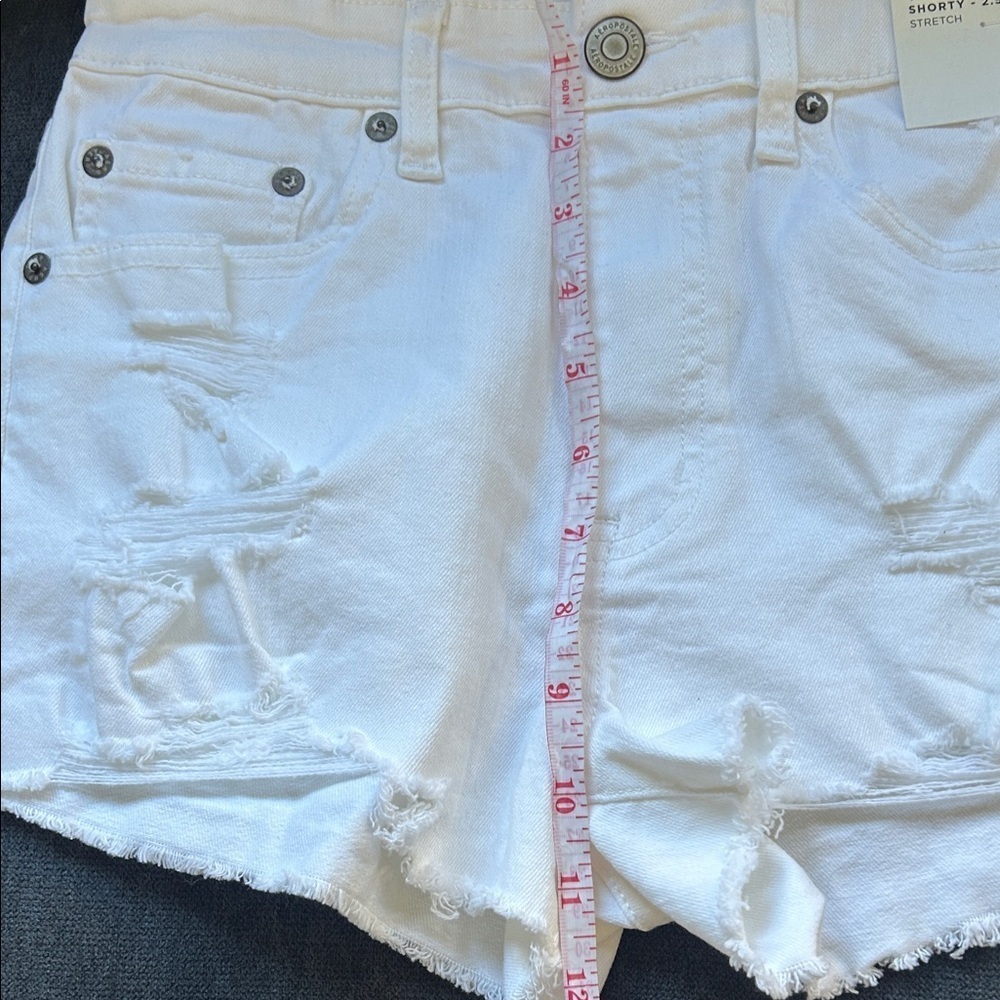 NWT Aeropostale White Distressed Jean Shorts - Picture 6 of 9
